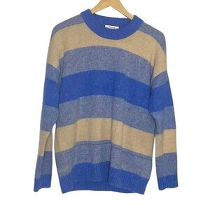 Madewell Crewneck Space-dyed Otis Sweater Blue and Tan Stripes